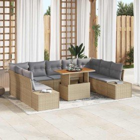 Conjunto de Comedor de Jardín con cojín 10 pcs Beige y gris en Sofás de exterior | Comprar online en Foru.es