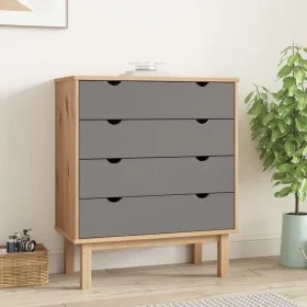 Cajonera OTTA madera maciza pino marrón y gris 76,5x39,5x90 cm de vidaXL, Cajoneras - Ref: Foro24-348583, Precio: 127,04 €, D...