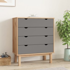 Cajonera OTTA madera maciza pino marrón y gris 76,5x39,5x90 cm de vidaXL, Cajoneras - Ref: Foro24-348583, Precio: 129,41 €, D...