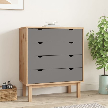 Cajonera OTTA madera maciza pino marrón y gris 76,5x39,5x90 cm de vidaXL, Cajoneras - Ref: Foro24-348583, Precio: 129,41 €, D...