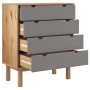 Cajonera OTTA madera maciza pino marrón y gris 76,5x39,5x90 cm de vidaXL, Cajoneras - Ref: Foro24-348583, Precio: 129,41 €, D...