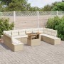 Conjunto de sofá de jardín con cojín 11 pcs Beige y Crema en Sofás de exterior | Comprar online en Foru.es