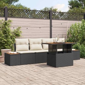 Conjunto de Comedor de Jardín con cojín 5 pcs Negro y Beige en Sofás de exterior | Comprar online en Foru.es