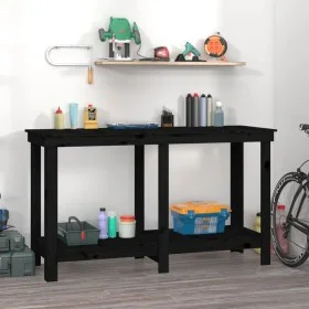 Banco de trabajo de madera maciza de pino negro 140x50x80 cm de vidaXL, Mesas de trabajo - Ref: Foro24-822510, Precio: 130,27...