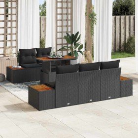 Conjunto de Comedor de Jardín con cojín 6 pcs Negro y Marrón en Sofás de exterior | Comprar online en Foru.es