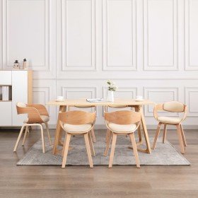 Sillas de comedor 6 unidades madera curvada y cuero sintético en Sillas de comedor | Comprar online en Foru.es