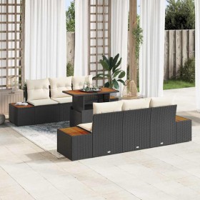 Conjunto de Comedor de Jardín con cojín 7 pcs Negro y Beige en Sofás de exterior | Comprar online en Foru.es