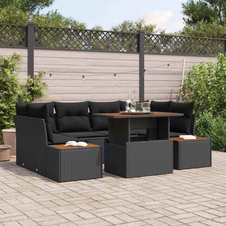 Conjunto de Comedor de Jardín con cojín 9 pcs Negro y Marrón en Sofás de exterior | Comprar online en Foru.es