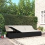 Tumbona convertible con cojines de ratán sintético negro de vidaXL, Camas para exteriores - Ref: Foro24-317238, Precio: 403,1...