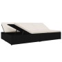 Tumbona convertible con cojines de ratán sintético negro de vidaXL, Camas para exteriores - Ref: Foro24-317238, Precio: 403,1...