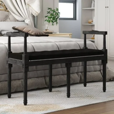 Banco de terciopelo negro 110x40x70 cm de vidaXL, Bancos - Ref: Foro24-344428, Precio: 99,57 €, Descuento: %