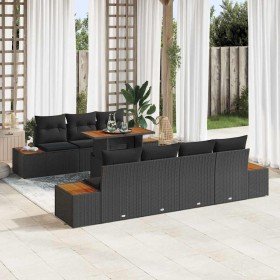 Conjunto de sofá de jardín con cojín 8 pcs Negro Poliratán en Sofás de exterior | Comprar online en Foru.es