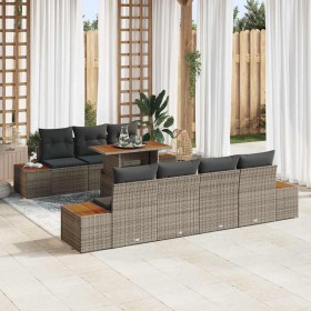 Conjunto de sofá de jardín con cojín 8 pcs Gris Poliratán en Sofás de exterior | Comprar online en Foru.es
