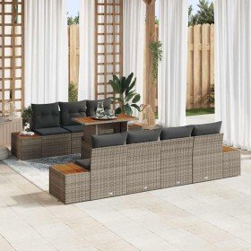 Conjunto de sofá de jardín con cojín 8 pcs Gris Poliratán en Sofás de exterior | Comprar online en Foru.es