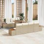 Conjunto de sofá de jardín con cojín 8 pcs Beige Poliratán en Sofás de exterior | Comprar online en Foru.es