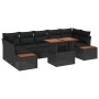 Conjunto de Comedor de Jardín con cojín 8 pcs Negro y Marrón en Sofás de exterior | Comprar online en Foru.es