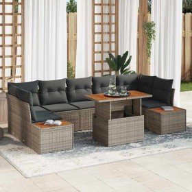 Conjunto de Comedor de Jardín con cojín 8 pcs Gris y marrón en Sofás de exterior | Comprar online en Foru.es