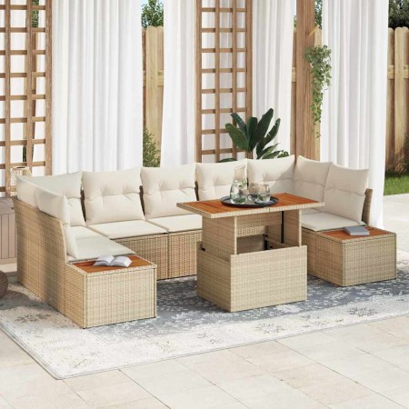 Conjunto de Comedor de Jardín con cojín 8 pcs Beige y Crema en Sofás de exterior | Comprar online en Foru.es