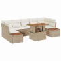Conjunto de Comedor de Jardín con cojín 8 pcs Beige y Crema en Sofás de exterior | Comprar online en Foru.es