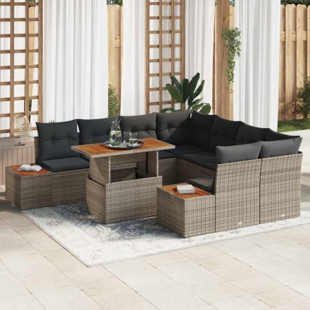Conjunto de Comedor de Jardín con cojín 9 pcs Gris y marrón en Sofás de exterior | Comprar online en Foru.es