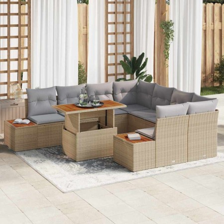 Conjunto de Comedor de Jardín con cojín 9 pcs Beige y gris en Sofás de exterior | Comprar online en Foru.es
