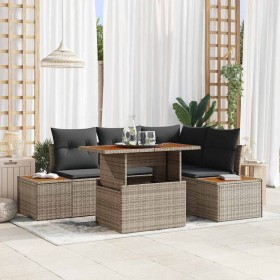 Conjunto de Comedor de Jardín con cojín 5 pcs Gris y marrón en Sofás de exterior | Comprar online en Foru.es
