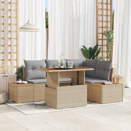 Conjunto de Comedor de Jardín con cojín 5 pcs Beige y gris en Sofás de exterior | Comprar online en Foru.es