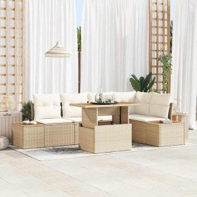 Conjunto de Comedor de Jardín con cojín 6 pcs Beige en Sofás de exterior | Comprar online en Foru.es