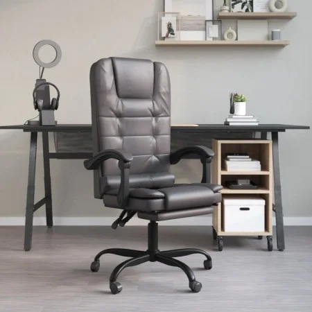 Silla de oficina reclinable masaje cuero sintético gris de vidaXL, Sillas de oficina - Ref: Foro24-349669, Precio: 111,67 €, ...
