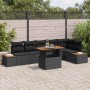 Conjunto de Comedor de Jardín con cojín 7 pcs Negro y Marrón en Sofás de exterior | Comprar online en Foru.es