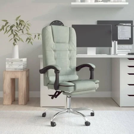 Silla de oficina reclinable con masaje terciopelo gris claro de vidaXL, Sillas de oficina - Ref: Foro24-349664, Precio: 115,6...