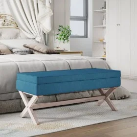 Blue velvet stool with storage 110x45x49 cm by vidaXL, Benches for halls and storage - Ref: Foro24-344524, Price: 119,79 €, D...