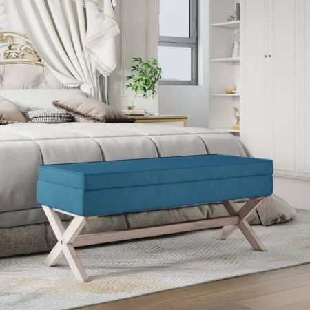 Blue velvet stool with storage 110x45x49 cm by vidaXL, Benches for halls and storage - Ref: Foro24-344524, Price: 119,79 €, D...