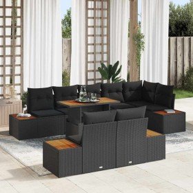 Conjunto de Comedor de Jardín con cojín 9 pcs Negro y Marrón en Sofás de exterior | Comprar online en Foru.es