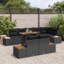 Conjunto de Comedor de Jardín con cojín 9 pcs Negro y Marrón en Sofás de exterior | Comprar online en Foru.es