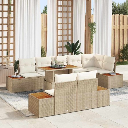 Conjunto de Comedor de Jardín con cojín 9 pcs Beige y Crema en Sofás de exterior | Comprar online en Foru.es