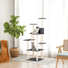 Rascador para gatos con postes de sisal gris oscuro 153 cm de vidaXL, Mobiliario para gatos - Ref: Foro24-171638, Precio: 59,...