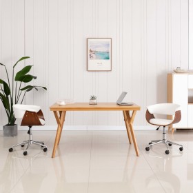Silla oficina giratoria madera curvada cuero sintético blanco en Sillas de oficina | Comprar online en Foru.es