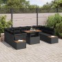 Conjunto de Comedor de Jardín con cojín 10 pcs Negro y Marrón en Sofás de exterior | Comprar online en Foru.es