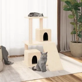 Rascador para gatos con postes de sisal color crema 82 cm de vidaXL, Mobiliario para gatos - Ref: Foro24-171663, Precio: 47,7...