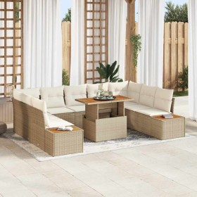 Conjunto de Comedor de Jardín con cojín 10 pcs Beige y Crema en Sofás de exterior | Comprar online en Foru.es