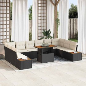 Conjunto de Comedor de Jardín con cojín 11 pcs Negro y Beige en Sofás de exterior | Comprar online en Foru.es