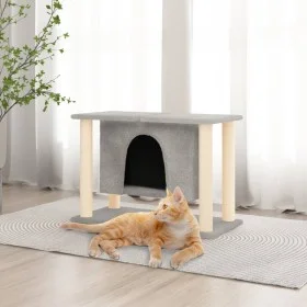 Rascador para gatos con postes de sisal gris claro 190 cm de vidaXL, Mobiliario para gatos - Ref: Foro24-171658, Precio: 53,5...
