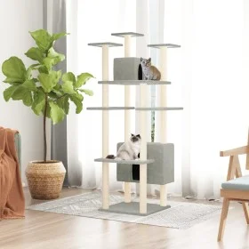 Rascador para gatos con postes de sisal gris claro 162 cm de vidaXL, Mobiliario para gatos - Ref: Foro24-171634, Precio: 67,1...