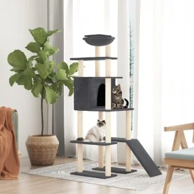 Rascador para gatos con postes de sisal gris oscuro 166 cm de vidaXL, Mobiliario para gatos - Ref: Foro24-171683, Precio: 82,...