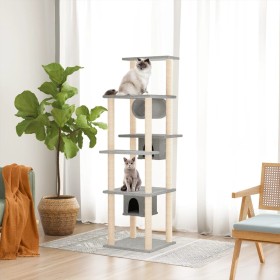 Rascador para gatos con postes de sisal gris claro 169 cm de vidaXL, Mobiliario para gatos - Ref: Foro24-171673, Precio: 114,...