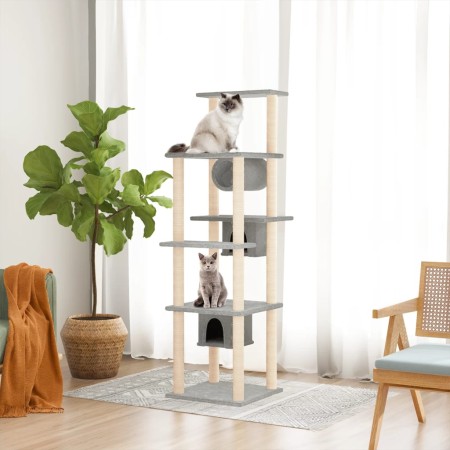 Rascador para gatos con postes de sisal gris claro 169 cm de vidaXL, Mobiliario para gatos - Ref: Foro24-171673, Precio: 114,...