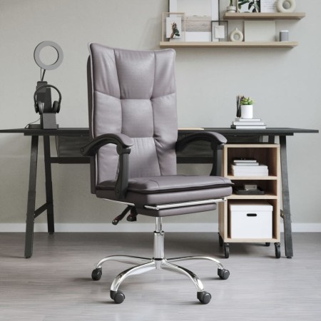 Silla de oficina reclinable cuero sintético gris de vidaXL, Sillas de oficina - Ref: Foro24-349755, Precio: 94,28 €, Descuent...