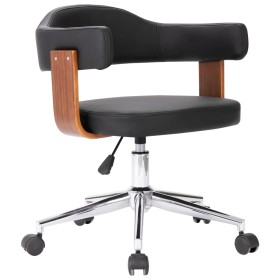 Silla de oficina giratoria madera curvada cuero sintético negro en Sillas de oficina | Comprar online en Foru.es