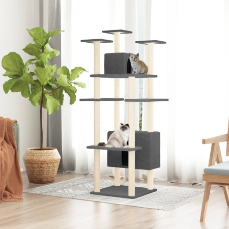 Rascador para gatos con postes de sisal gris oscuro 162 cm de vidaXL, Mobiliario para gatos - Ref: Foro24-171635, Precio: 64,...